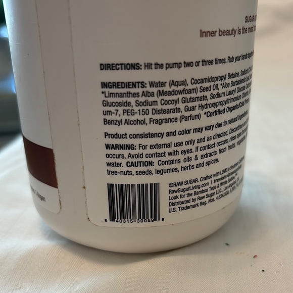 Raw Sugar Simply Hand Wash - White and Brown - Picture 3 of 4